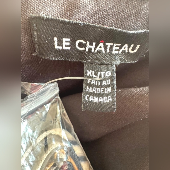 ✨*Brand New* Le Chateau Brown Stripe High-Low Ruffle Midi Dress - Size XL - Picture 11 of 13